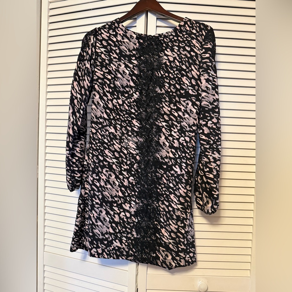 Xhilaration Black and Pink Patterned Dress